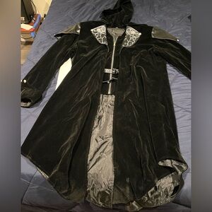 Black Velvet Coat with Silver Accents
